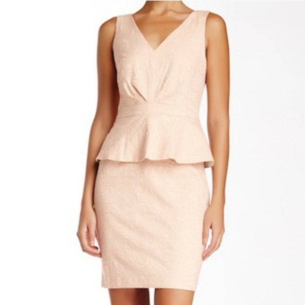 Badgley Mischka Blush Pink Peplum Sheath Dress